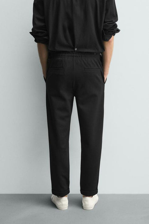 ZARA COMFORT JOGGER WAIST TROUSER - BLACK