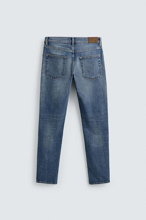 ZARA BASIC SLIM FIT WASHED BLUE DENIM JEANS