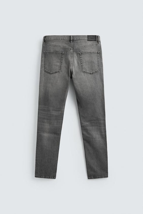 ZARA BASIC SLIM FIT WASHED GREY DENIM JEANS
