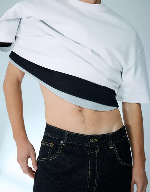 BERSHKA RELAXED FIT ESSENTIAL T-SHIRT - WHITE