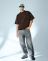 BERSHKA RELAXED FIT ESSENTIAL T-SHIRT - BROWN