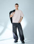 BERSHKA RELAXED FIT ESSENTIAL T-SHIRT - GREY