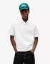 BERSHKA ESSENTIAL RELAXED POLO SHIRT - WHITE