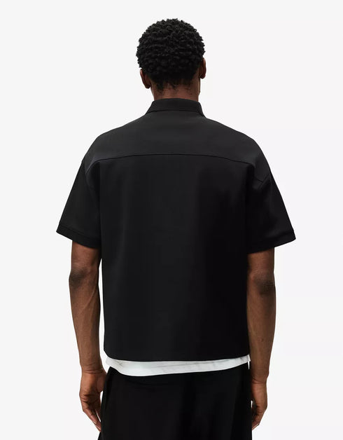BERSHKA ESSENTIAL RELAXED POLO SHIRT - BLACK