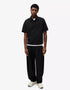BERSHKA ESSENTIAL RELAXED POLO SHIRT - BLACK