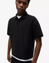 BERSHKA ESSENTIAL RELAXED POLO SHIRT - BLACK