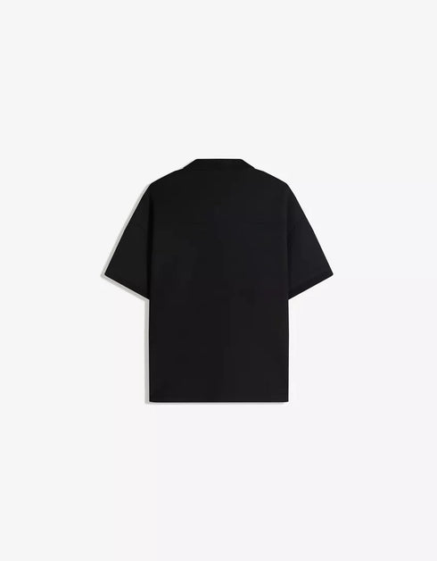 BERSHKA ESSENTIAL RELAXED POLO SHIRT - BLACK