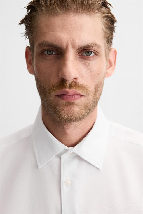 ZARA BASIC TEXTURED SHIRT - WHITE