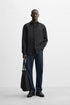 ZARA BASIC TEXTURED SHIRT - BLACK