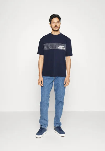 LACOSTE MEN'S OVERSIZED FIT TENNIS PRINT T-SHIRT