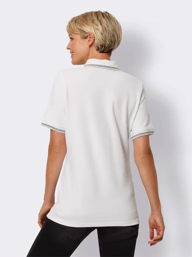 WOMENS POLO SHIRT WITH CONSTRASTING STRIPES