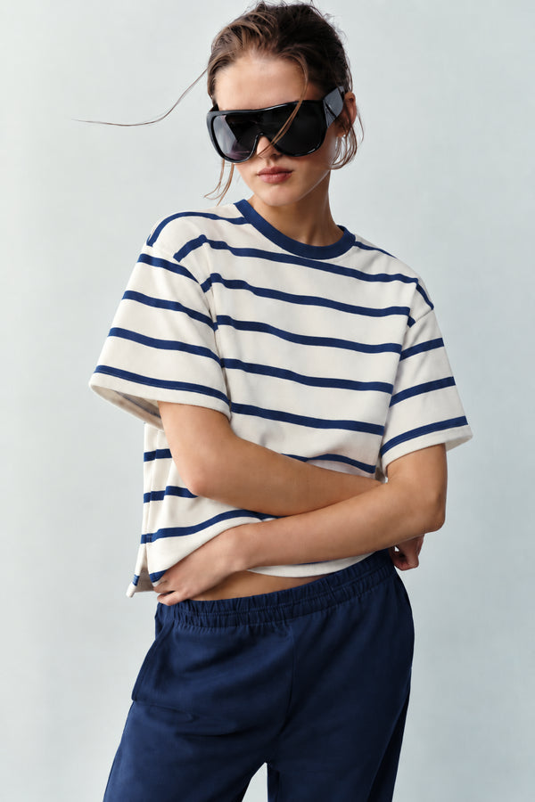 SINSAY OVERSIZED STRIPED SWEAT T-SHIRT