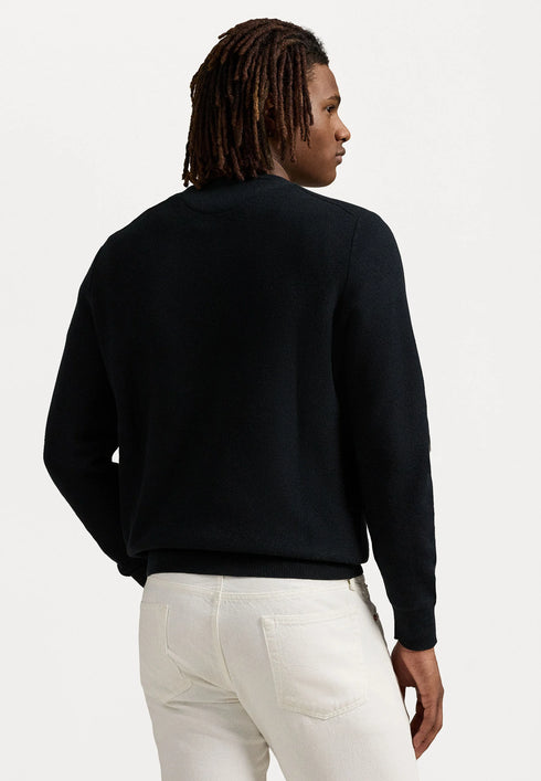 POLO RALPH LAUREN MESH-KNIT COTTON CREWNECK SWEATER JUMPER
