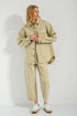PINK WOMEN DENIM OVERSIZED SHIRT - SAND