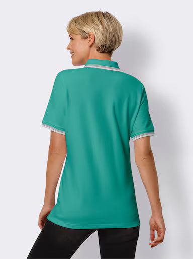 WOMENS POLO SHIRT WITH CONSTRASTING STRIPES