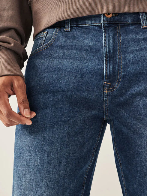 MUCH MORE REGULAR FIT DENIM - MID BLUE WASHED