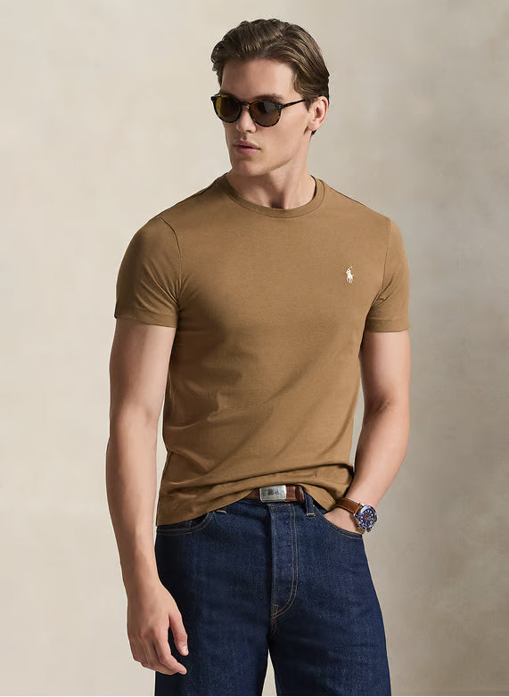 RL SIGNATURE PONY EMBROIDERED T-SHIRT - BROWN