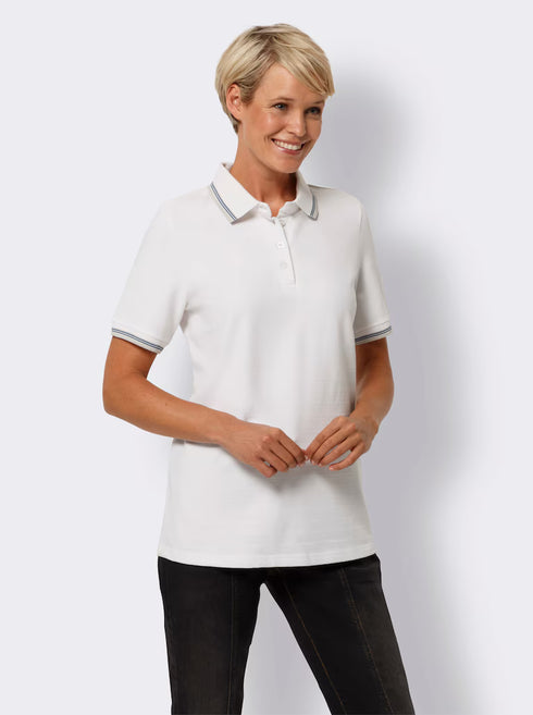 WOMENS POLO SHIRT WITH CONSTRASTING STRIPES
