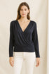 ANN TAYLOR PLUM SOFT-TOUCH WRAP BLOUSE