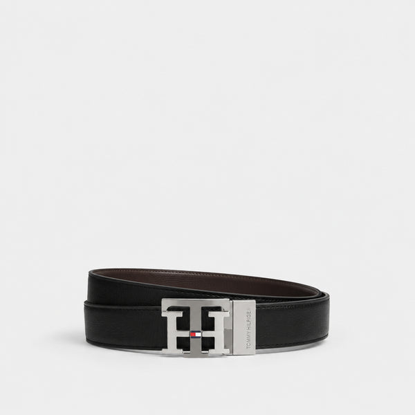 TOMMY HILFIGER REVERSIBLE LEATHER BELT - BLACK & BROWN