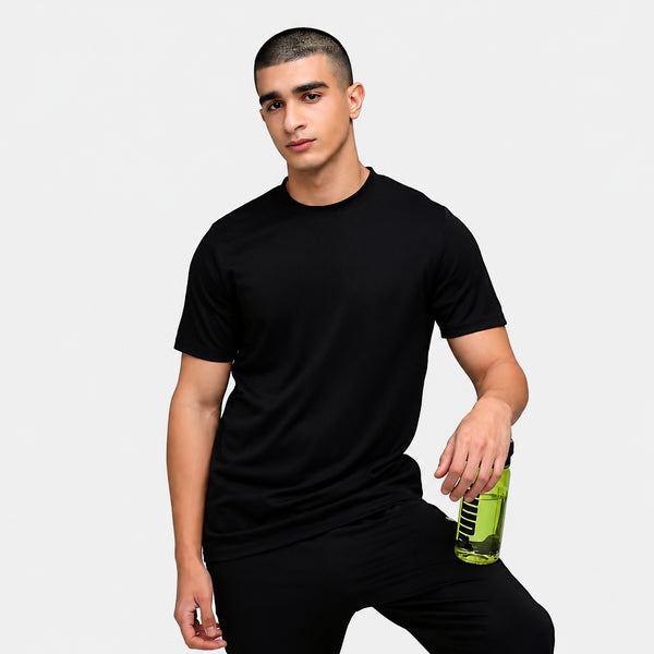 PUMA BASIC ROUND NECK T-SHIRT - BLACK
