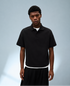 BERSHKA ESSENTIAL RELAXED POLO SHIRT - BLACK