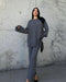 WOMEN KNITTED DISTRESSED CO-ORD SET - GREY