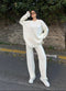 WOMEN KNITTED DISTRESSED CO-ORD SET - OFF WHITE