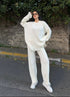 WOMEN KNITTED DISTRESSED CO-ORD SET - OFF WHITE