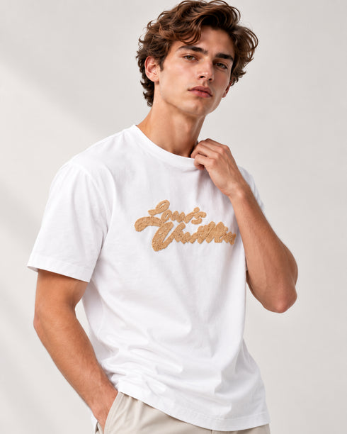 LOUIS VUITTON EMBROIDERED SIGNATURE T-SHIRT