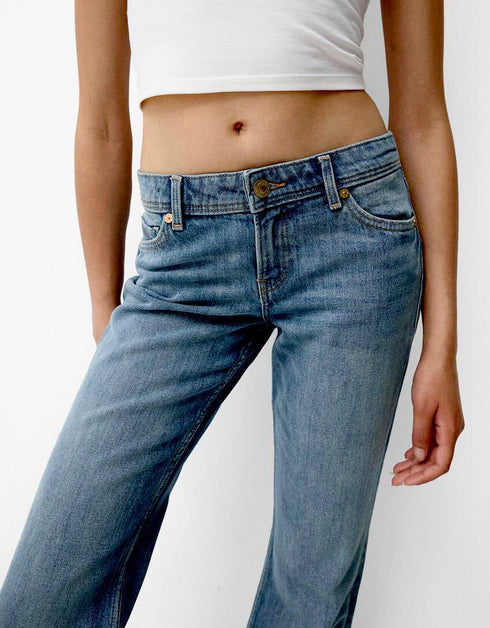 BERSHKA WOMEN'S LOW WAIST BOOT CUT JEANS