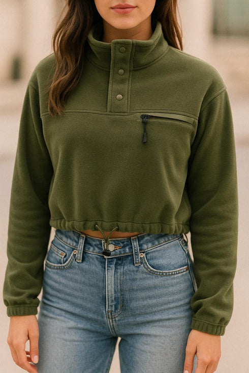 FOREVER 21 CROPPED FLEECE PULLOVER