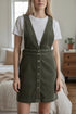 FOREVER 21 OLIVE CORDUROY BUTTON-FRONT MINI DRESS