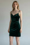 HIPPI ROSE JUNIORS HUNTER GREEN VELVET COWL NECK MINI DRESSS