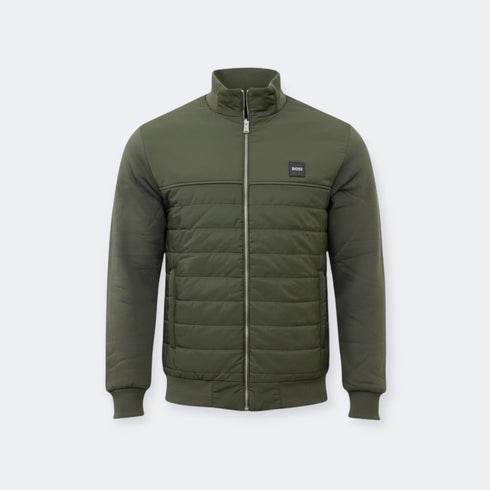 SIGNATURE LOGO MIXED-MATERIAL ZIP JACKET