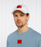 HUGO COTTON TWILL CAP WITH RED LOGO LABEL - WHITE