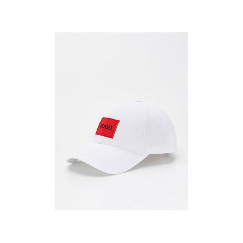 HUGO COTTON TWILL CAP WITH RED LOGO LABEL - WHITE