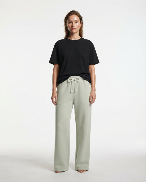 SINSAY WOMEN'S FLEECE BAGGY SWEATPANT - LIGHT GREEN