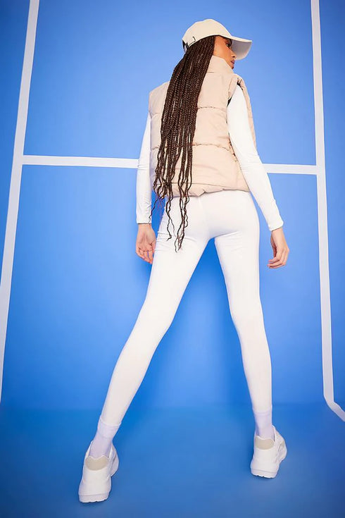 I SAW IT FIRST CROPPED PADDED GILET - BEIGE
