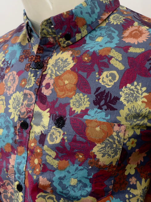 LEEBAADRAH MEN'S ALL-OVER FLOAL PRINTED SHIRT