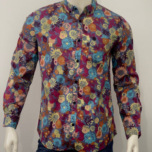 LEEBAADRAH MEN'S ALL-OVER FLOAL PRINTED SHIRT