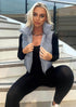 FOLD AWAY HODDED SLEEVELESS PADDED CROPPED PUFFER GILET - GREY